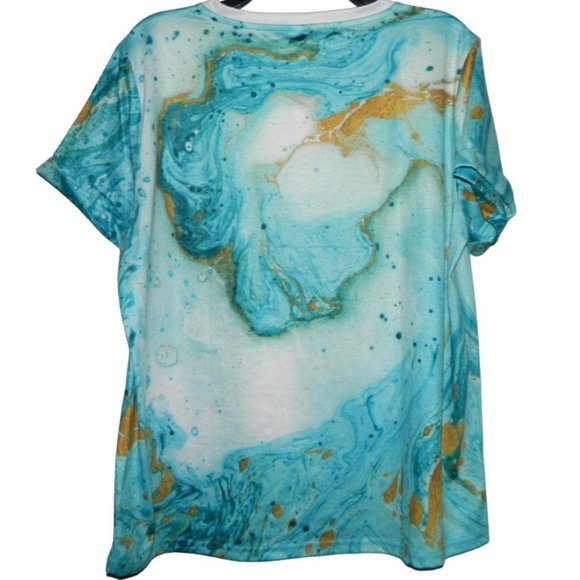 2 for/ $25 Pixie Lady Tee Shirt Blouse Silk Screen Water Graphic Size Large - Picture 7 of 11